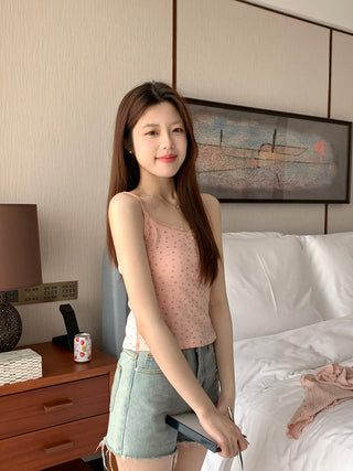 sweet lace stitching bow short  top