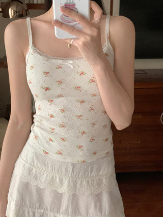 sweet lace stitching bow short  top