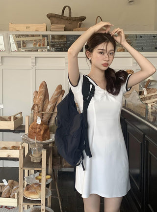 Korea Chic knot folds V neck  dress