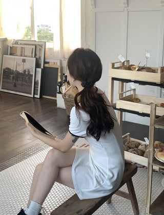 Korea Chic knot folds V neck  dress