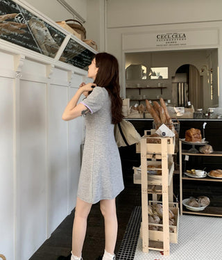 Korea Chic knot folds V neck  dress