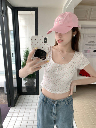 Flower Short Sleeve crop Top