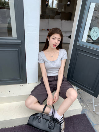 Flower Short Sleeve crop Top