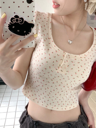 Flower Short Sleeve crop Top