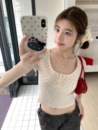 Flower Short Sleeve crop Top