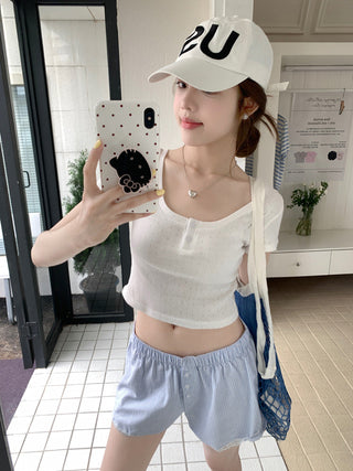 Flower Short Sleeve crop Top