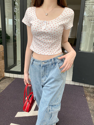 Flower Short Sleeve crop Top