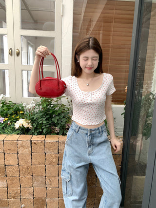 Flower Short Sleeve crop Top