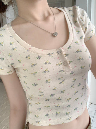 Flower Short Sleeve crop Top