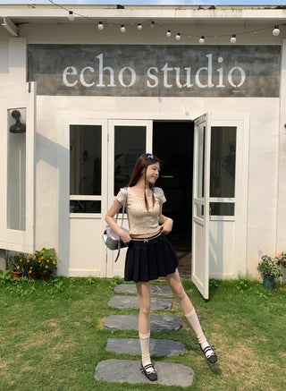 Floral Scoop Neck Button Top