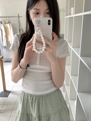 Floral Scoop Neck Button Top