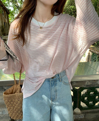 Loose round neck sunscreen long sleeved shirts