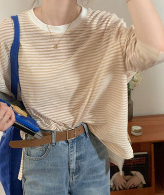 Loose round neck sunscreen long sleeved shirts