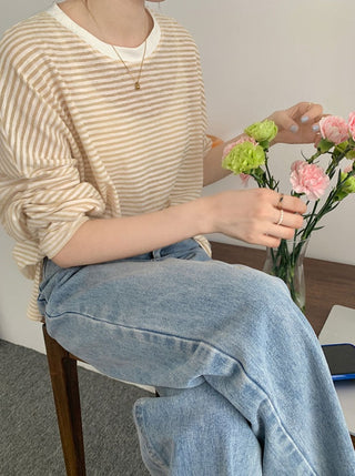 Loose round neck sunscreen long sleeved shirts