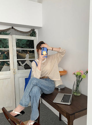 Loose round neck sunscreen long sleeved shirts