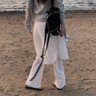 Korean wrapping apron fake two pieces pants