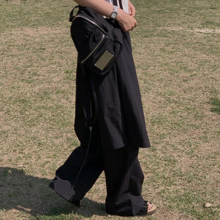 Korean wrapping apron fake two pieces pants