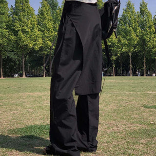 Korean wrapping apron fake two pieces pants