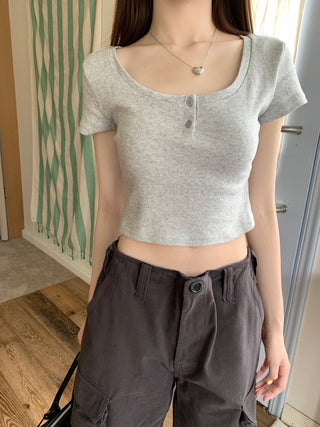 Short-Sleeve Floral Print Crop Top