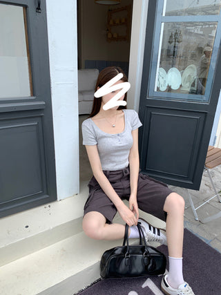 Short-Sleeve Floral Print Crop Top