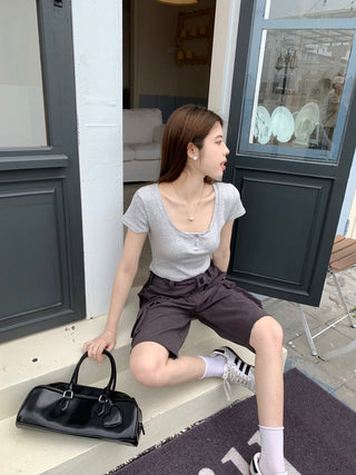 Short-Sleeve Floral Print Crop Top