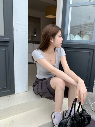 Short-Sleeve Floral Print Crop Top