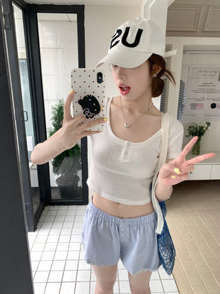 Short-Sleeve Floral Print Crop Top