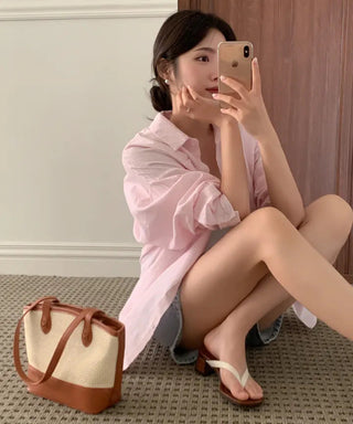 Chic retro loose striped striped shirt