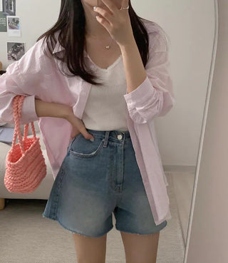 Chic retro loose striped striped shirt