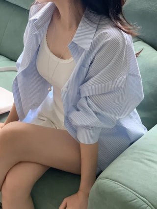 Chic retro loose striped striped shirt