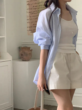 Chic retro loose striped striped shirt
