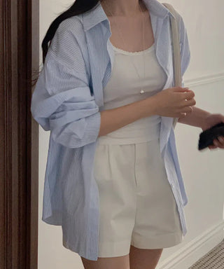 Chic retro loose striped striped shirt