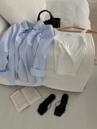 Chic retro loose striped striped shirt