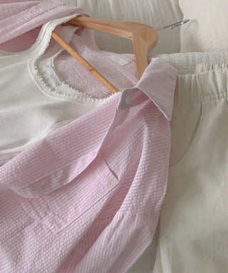 Chic retro loose striped striped shirt