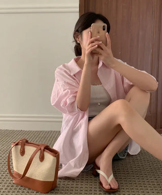 Chic retro loose striped striped shirt