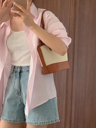 Chic retro loose striped striped shirt