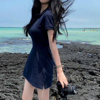 Slim A-Line Mini Polo Dress