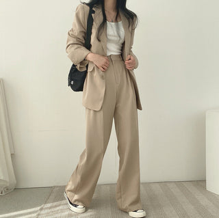 Solid Color Blazer and Pant Sets