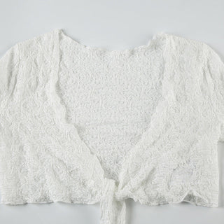 Lace strap long sleeve cropped jersey