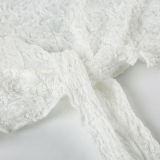 Lace strap long sleeve cropped jersey