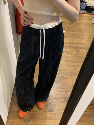 High waist lace-up slim wide leg pants