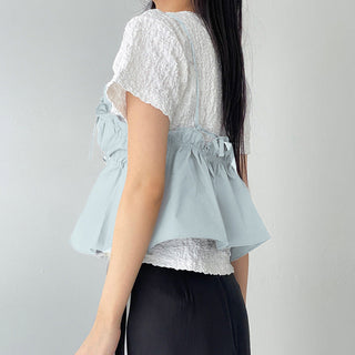 Lace flower short-sleeved top