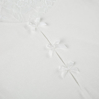 Lace stitching long-sleeved top