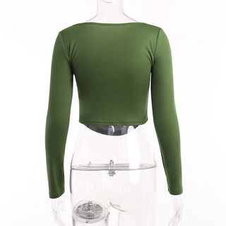 Solid Color Long Sleeve Skinny Fit T-Shirt