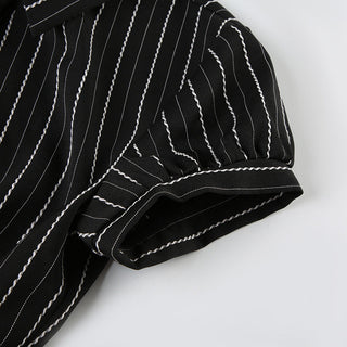 Retro striped bubble sleeve top