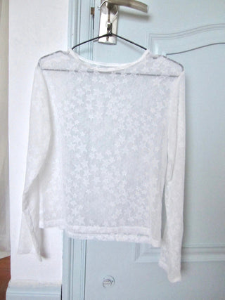Star Sheer Layering Tee Summer Lightweight Long Sleeve Top