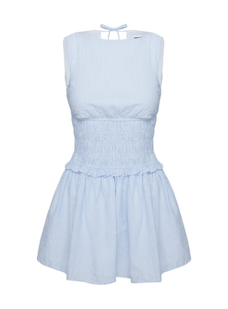Yennifer Shirred Mini Dress Blue  White
