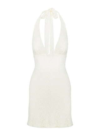 Youthful Spirit Halter Mini Dress Cream