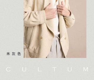 [CULTUM] Cotton Linen Blend Shawl Collar Jacket