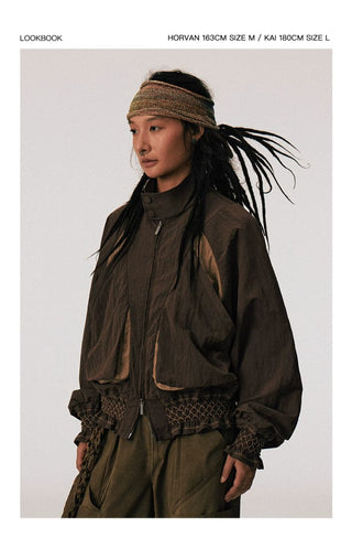 [CONP] Pleated Spliced €rinkle Nylon Jacket